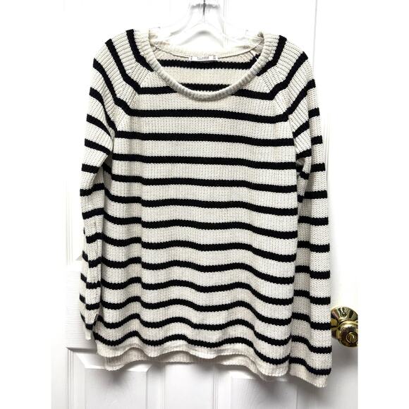 Pull and Bear Fisherman Stripe Crew Neck Knit Sweater Loose Fit Size M - Picture 1 of 6